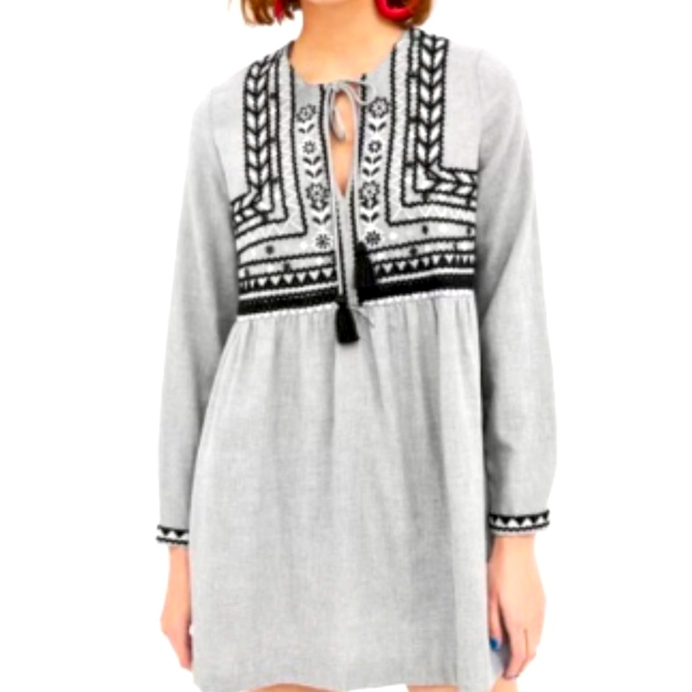 ZARA TRF embroidered boho dress